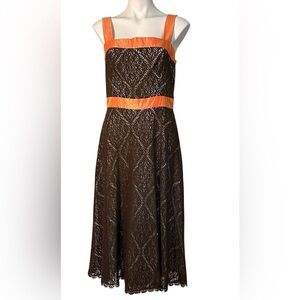 MaxandCleo Stylish Black Orange and White cocktail dress.size 10.